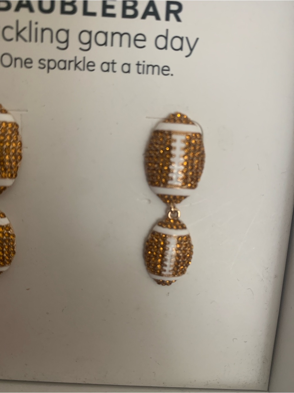 BaubleBar Gold and White Football Drop Earrings - Picture 3 of 3